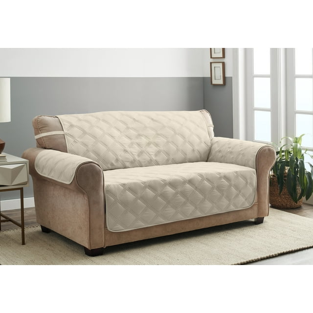 Innovative Textile Solutions 1-piece Hampton Diamond Secure Fit Sofa Furniture Cover, Sand