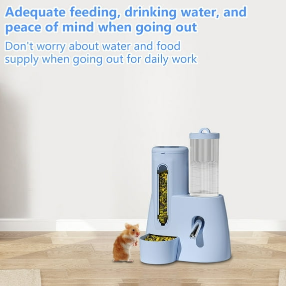 Innovative Two-In-One Automatic Drinking & Feeding Structure For Hamsters, Golden Bears, Space-Saving Anti-Push-Over Design, Vacuum Kettle & Bite-Resistant Material, Universal Pet
