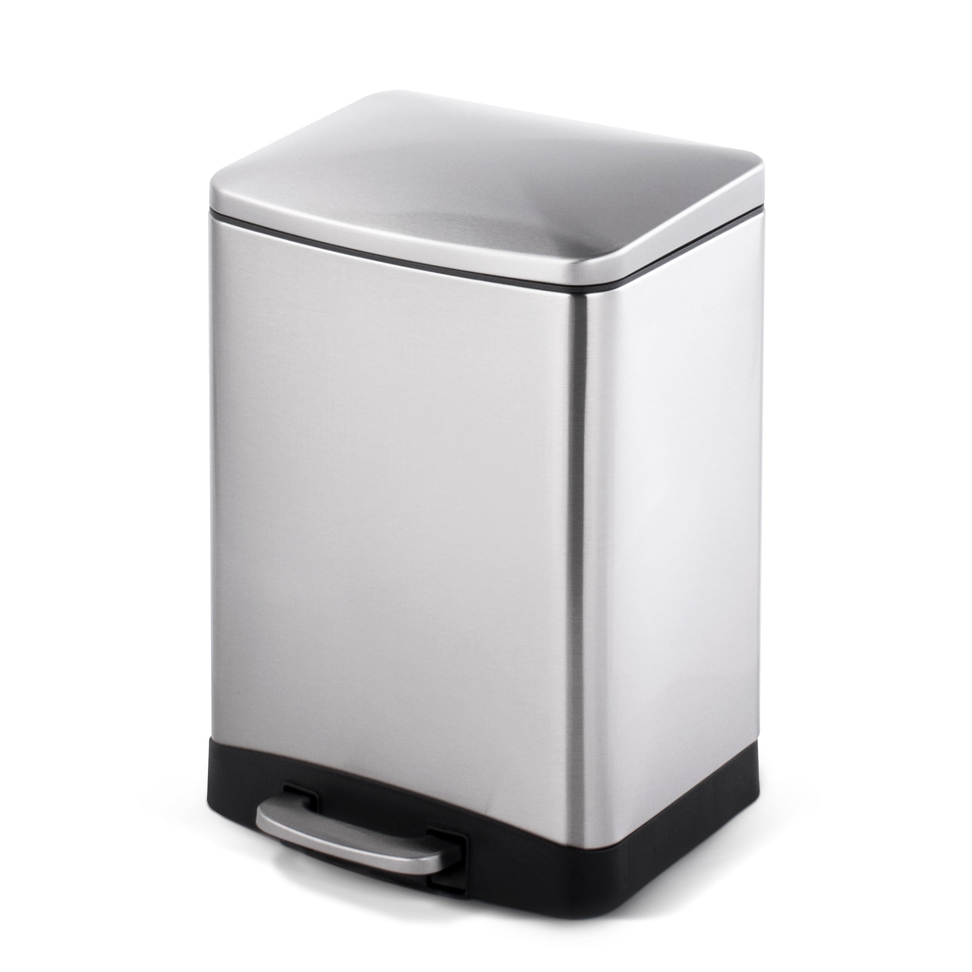 1.6 Gallon Brushed Stainless Steel Rectangular Step-On Trash Can