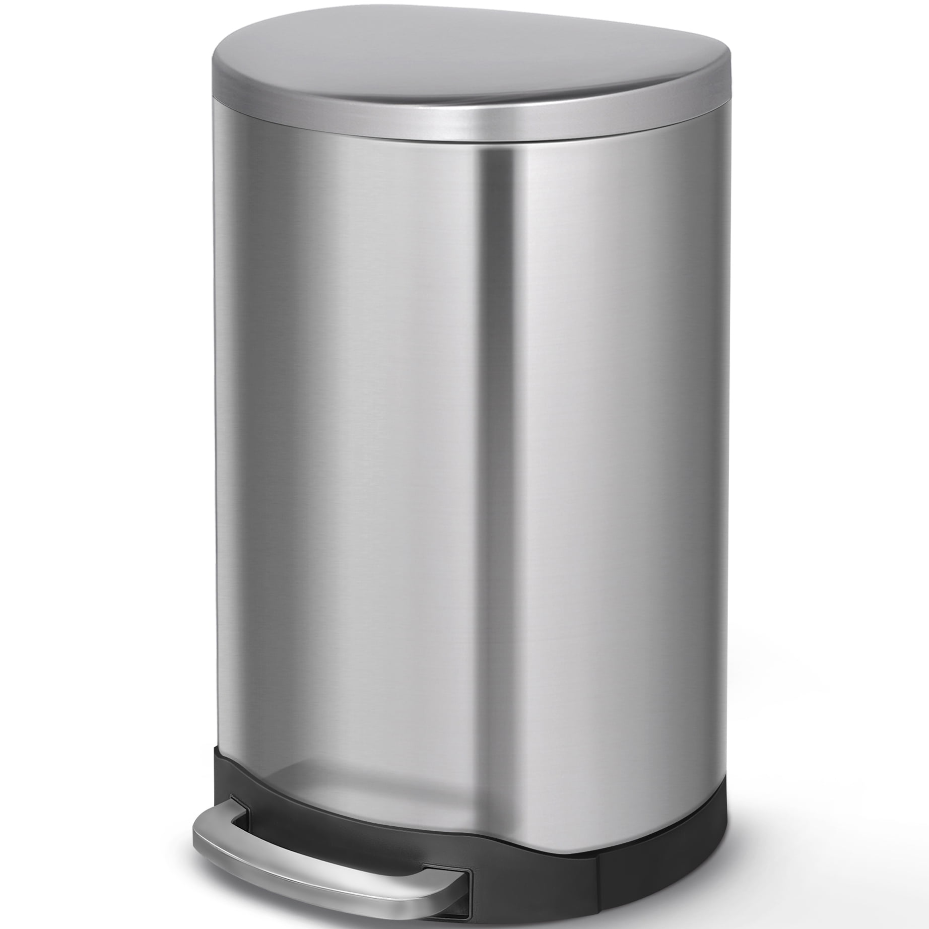 7.9 Gal. Stainless Steel Step-On Kitchen Trash Can with Soft Close Lid and  Slim Shape