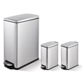 thumbnail image 1 of Innovaze 11.9 gal + Two 1.6 gal Slim Trash Can Combo, Stainless Steel Step Kitchen and Bathroom Garbage Can Set, 1 of 9