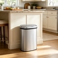 thumbnail image 1 of Innovaze 13 Gallon Motion Sensor Trash Can, Stainless Steel Oval Kitchen Garbage Can, Silver, 1 of 9