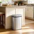 thumbnail image 1 of Innovaze 13 Gallon/ 50 Liter Motion Sensor Trash Can, Stainless Steel Oval Kitchen Garbage Can Durable Plastic Lid , Includes 45 Trash Bags, Silver, 1 of 8