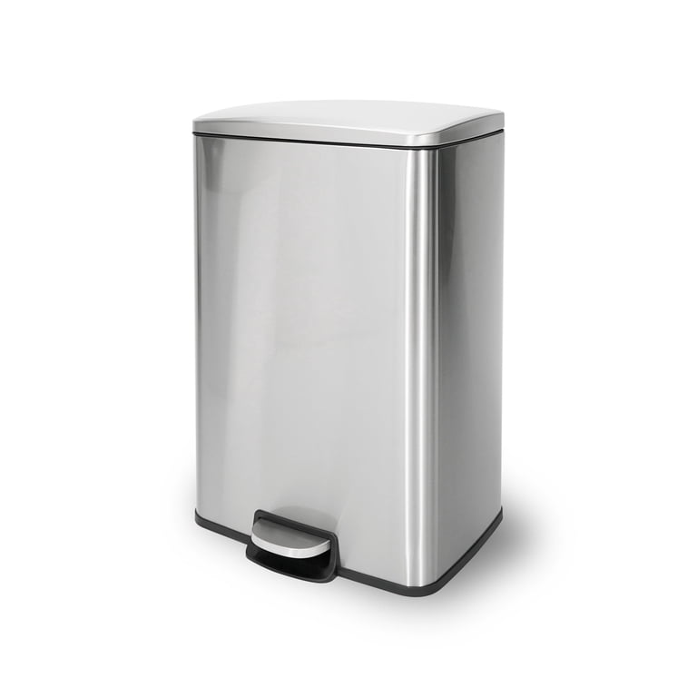Innovaze 13 Gallon/50 Liter Trash Can, Stainless Steel Step on