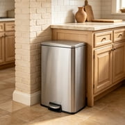 Innovaze 13 Gallon Stainless Steel Trash Can, Step on Garbage Can for Kitchen, Silver