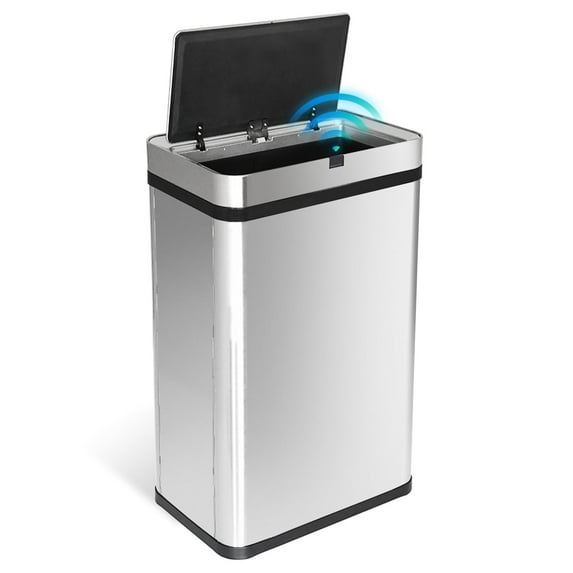 Innovaze 16 Gallon Stainless Steel Motion Sensor Trash Can with Removable and Portable Design, Silver