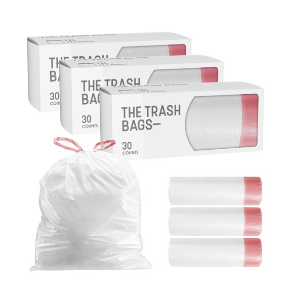 Innovaze 3.2 Gallon White Kitchen Trash Bags with Drawstring (90-Count)
