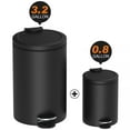 thumbnail image 1 of Innovaze 3.2 and 0.8 Gallon Trash Can Combo, Round Step On Office and Bathroom Trash Can, Black, 1 of 8