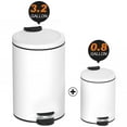 thumbnail image 1 of Innovaze 3.2 and 0.8 Gallon Trash Can Combo, Round Step On Office  and Bathroom Trash Can, White, 1 of 8