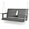 thumbnail image 1 of Innovaze 4.5 FT Poly Lumber Porch Swing for 2 Person, High Back & Deep Seat Comfort, Foldable Cup Holders, Stainless Steel Hardware, Gray, 1 of 5