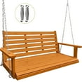 thumbnail image 1 of Innovaze 4.5 ft Wooden Porch Swing with Hanging Chains, 7mm Springs, Heavy Duty 800 LBS, Amber Tone, 1 of 7