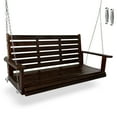 thumbnail image 1 of Innovaze 4.5 ft Wooden Porch Swing with Ergonomic Seat, Hanging Chains, and 7mm Springs, Heavy Duty 800 LBS, Deep Brown, 1 of 8