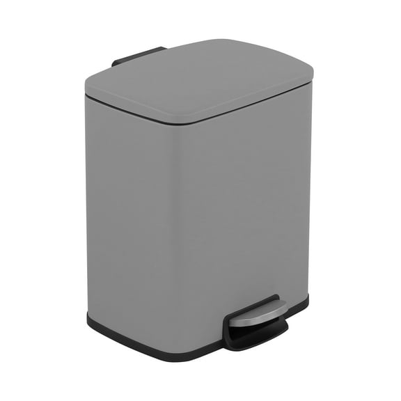 Innovaze 5.3 Gallon/20 Liter Rectangular Stainless Steel step-on Trash Can for kitchen, Matte Grey