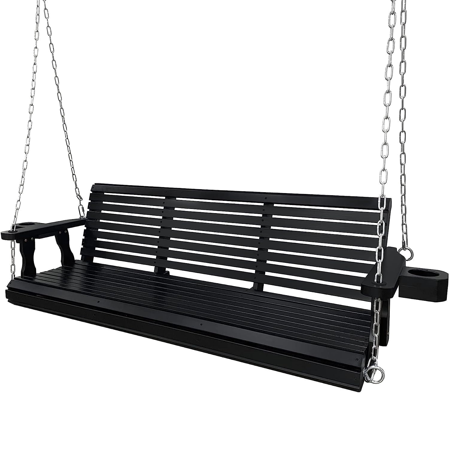 Innovaze 5 ft Outdoor Wooden Porch Swing , Heavy Duty 880 LBS For 3 Person,All-Weather resistant, Black