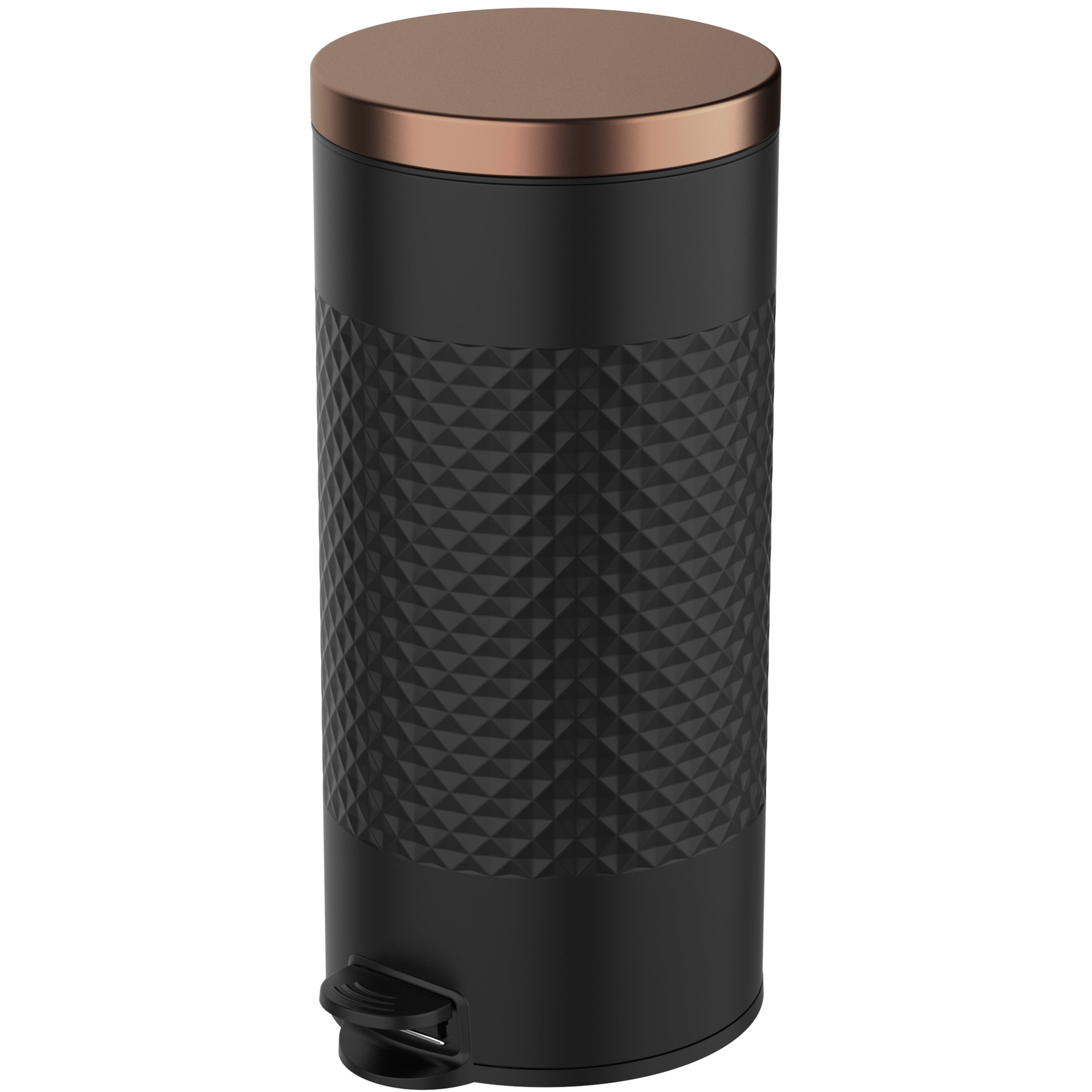Black Stainless Steel Pedal Trash Can with Copper Lid - 8 Gallons