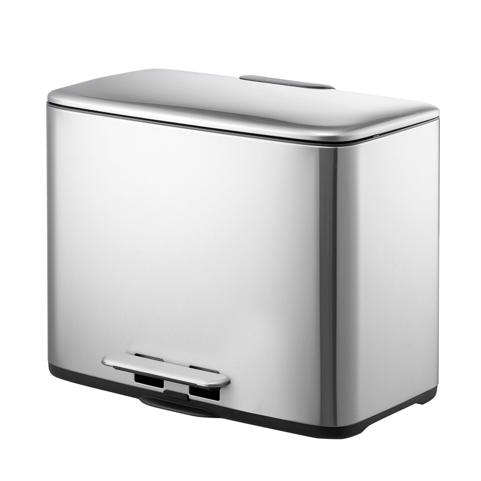 Innovaze 9.5 Gallon Step-On Trash Can, Kitchen Dual Compartment Recycling Trash Can, Stainless Steel