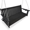 thumbnail image 1 of Innovaze HDPE 5-ft Porch Swing, Outdoor Bench with Cupholders, High Back, for Outdoor Patio Garden (3-Seat, Black), 1 of 6
