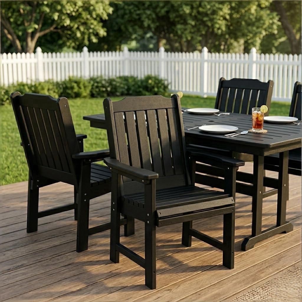 Innovaze HDPE Patio Dining Chair, Outdoor Chair with 18/8 Stainless Steel Hardware,, Heavy Duty 600 lbs, for Outdoor Patio Garden Yard (1 Piece, Matte Black)