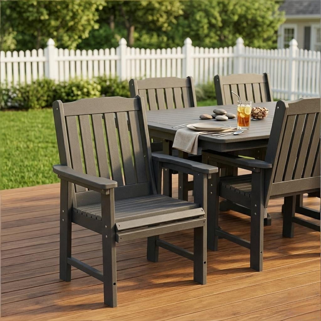 Innovaze HDPE Patio Dinning Chair, Outdoor Chair with 18/8 Stainless Steel Hardware, Heavy Duty 600 LBS, for Outdoor Patio Garden Yard (1 Piece, Gray)