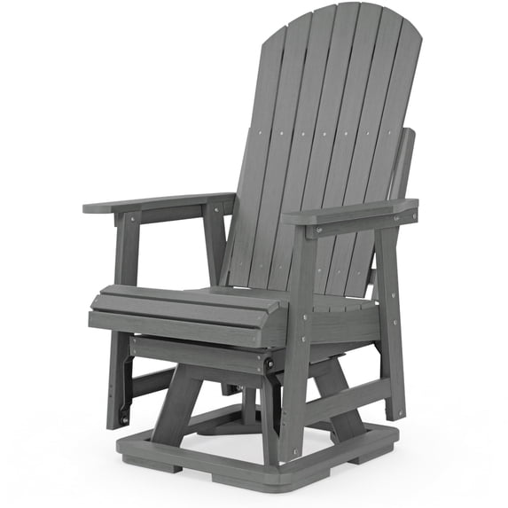 Innovaze Poly Lumber 360°Swivel Patio Glider Chair, HIPS All-Weather Resistant for Outdoor, Poly Lumber Porch Swivel Chair, Deep Gray