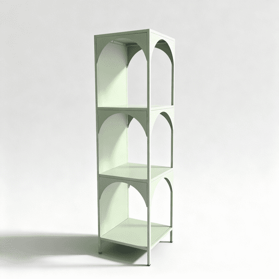 Innovaze Multipurpose 4-Tire Metal Corner Storage Rack Wall Narrow Cabinet for Home, Apartment, Retail, and Coffee Shops (Sage-Green)