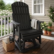 Innovaze Outdoor 360  Swivel Adirondack Chair, HIPS Patio Glider Chair with High Backrest, Weather Resistant for Porch and Backyard, Carbon Black