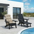 thumbnail image 1 of Innovaze Folding Adirondack Chair with Ottoman, 700LBS Heavy Duty Poly Lumber Outdoor Chair, Adjustable Back, Cup Holders, All Weather HIPS Patio Chair for Porch, Backyard, Pool (Black), 1 of 9