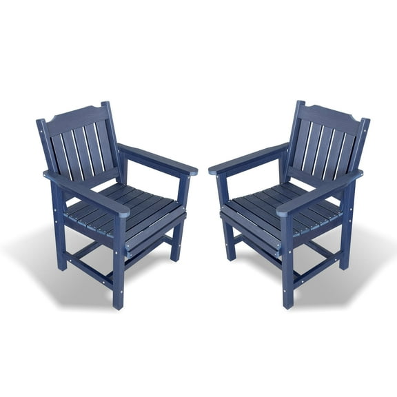 Innovaze Poly Lumber Patio Dining Chair Set of Two, HIPS Outdoor Ladder Back Chair, Weather Resistant (Navy Blue, 2 Piece)