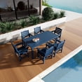 thumbnail image 1 of Innovaze Poly Lumber Patio Dining Set for 6 Person, HIPS Outdoor 70.9-Inches Dining Table and Ladder Back Chairs, with Umbrella Hole, Weather Resistant (Navy Blue, 7 Piece), 1 of 9