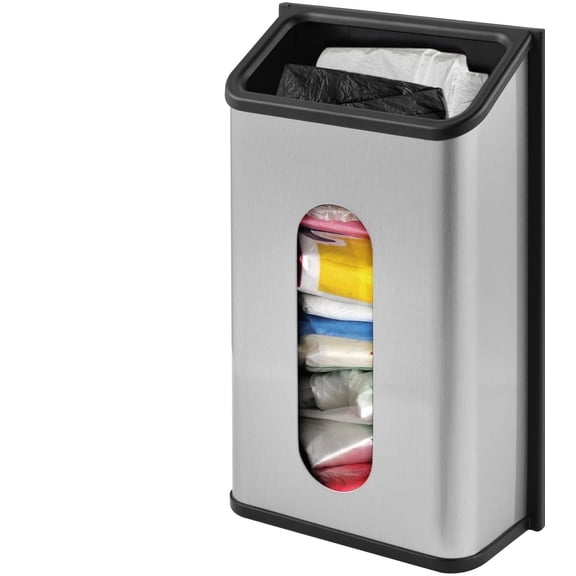 Innovaze wall mount plastic bag holder, Stainless Steel Kitchen Grocery Plastic Bag Holder and Dispenser for Plastic Bags