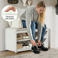 thumbnail image 1 of Innovaze Metal Shoe Rack bench with Cushion Seat, Shoe Cabinet for Entryway, White, 1 of 7