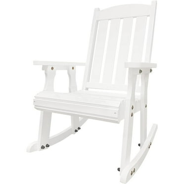 Innovaze Solid Wood Rocking Chair for Indoor or Outdoor Patio and Porch, White