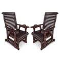 thumbnail image 1 of Innovaze Wooden Patio Glider for One Person with Cupholders, Heavy Duty 600 lbs, All-Weather Resistant (2 Pack, Deep Brown), 1 of 9