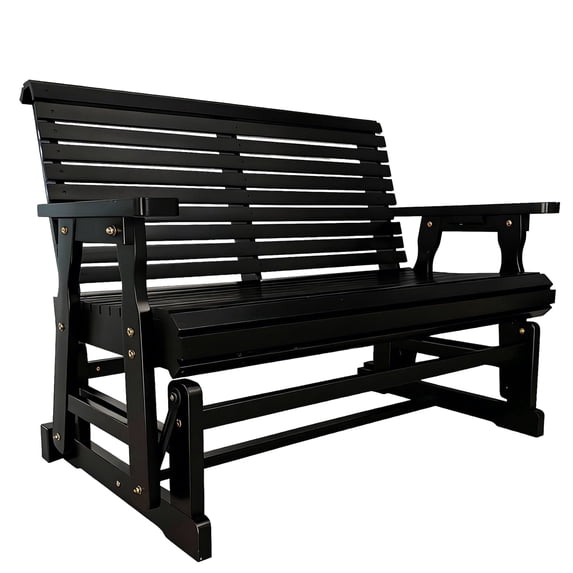 Innovaze Wooden Patio Glider with High Roll Back and Deep Contoured Seat, Heavy Duty 800 LBS, Black