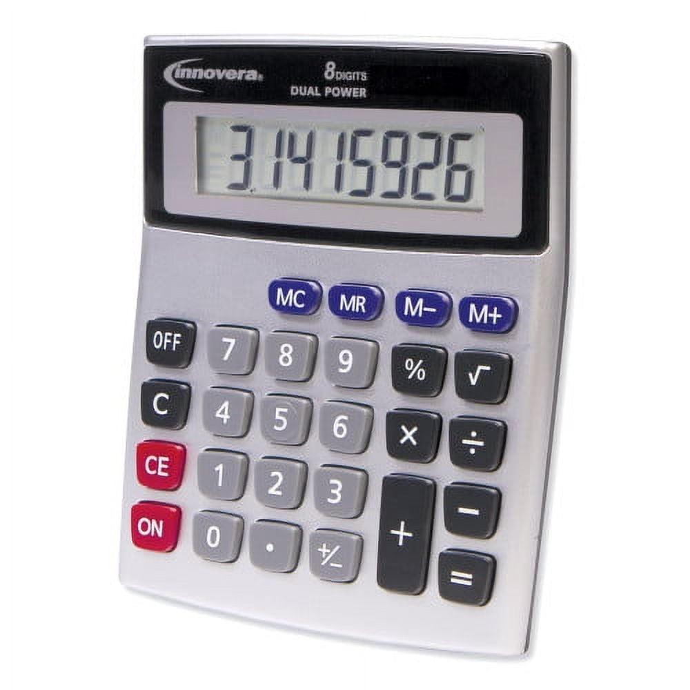 Innovera 15927 Desktop Calculator, Dual Power, 8-Digit LCD, Each