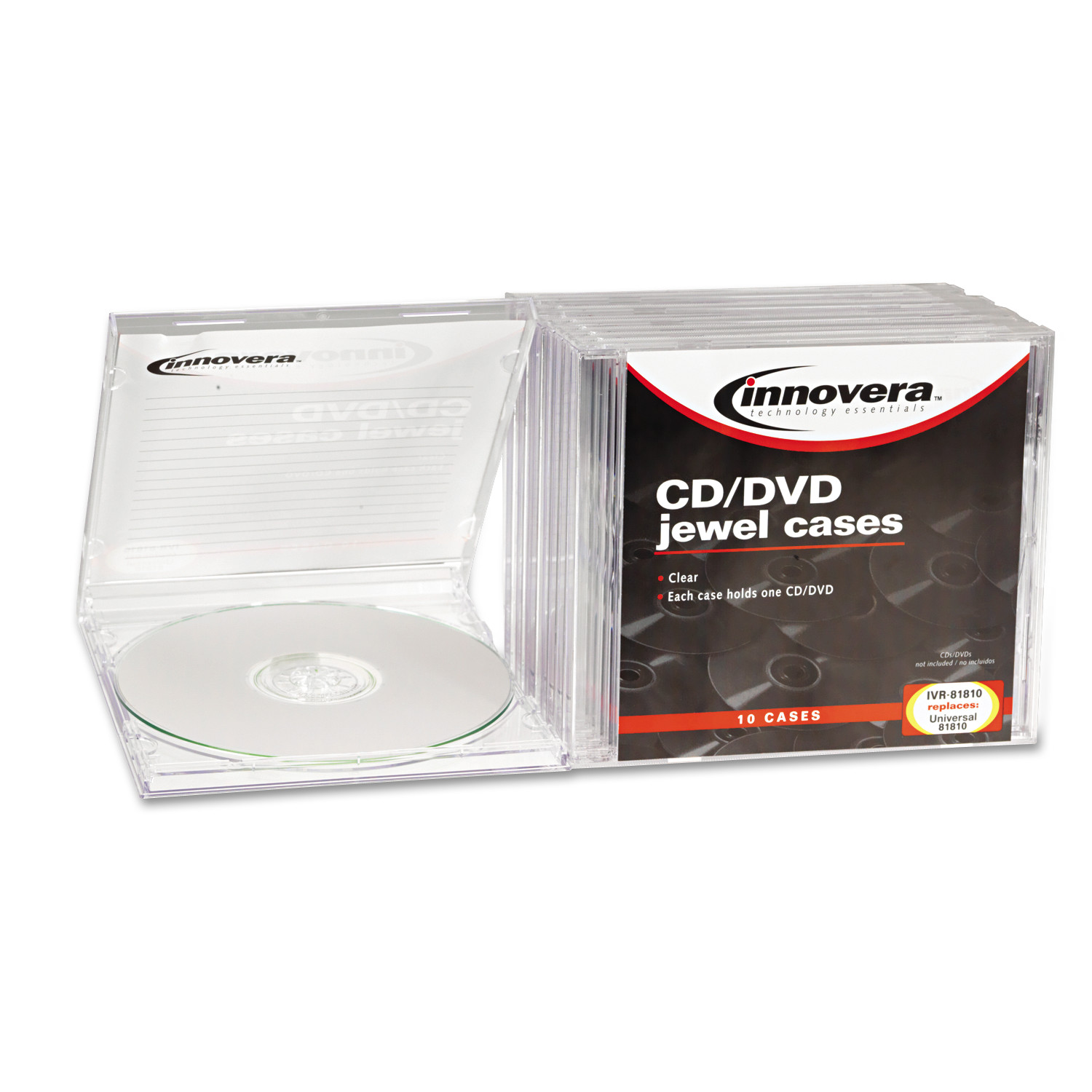 Innovera CD/DVD Standard Jewel Case, Clear, 10/Pack - image 1 of 2
