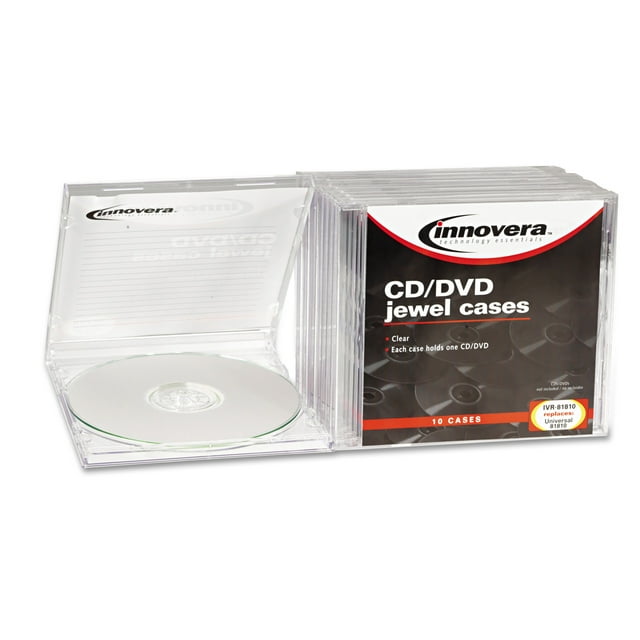 Innovera CD/DVD Standard Jewel Case, Clear, 10/Pack
