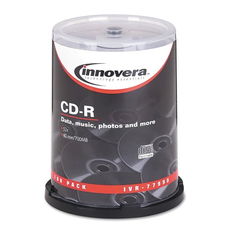 Innovera CD-R Discs, 700MB/80min, 52x, Spindle, Silver, 100/Pack -IVR77990