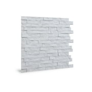 Innovera Décor 3D PVC Interlocking Wall Panels, Faux Ledgestone White, 24" x 24", 1 pc, 4 sq. ft.