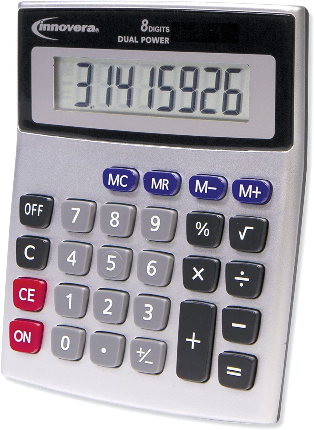 Innovera IVR15927 Dual Power 8-Digit LCD Desktop Calculator