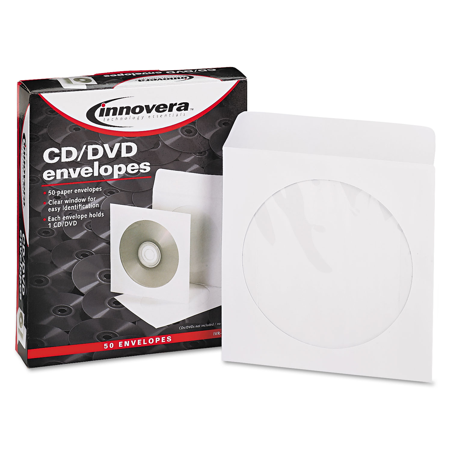 Innovera IVR39403 Clear Window CD/DVD Envelopes - White (50/Pack) - image 1 of 1