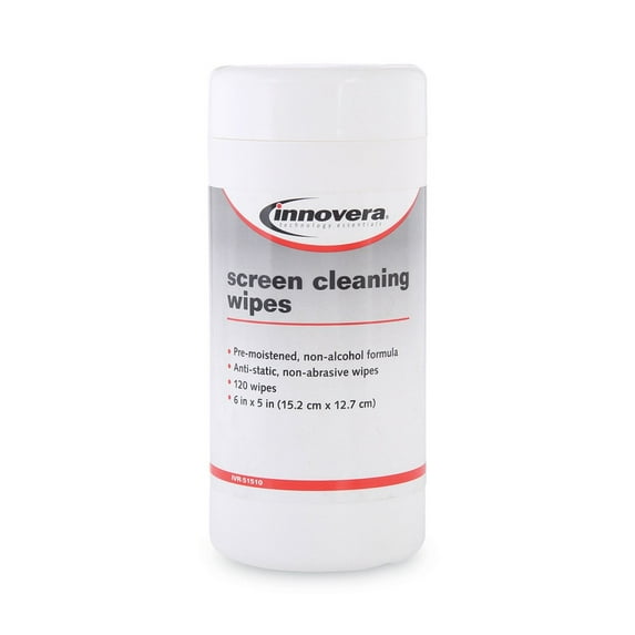Innovera IVR51510 Pop-Up Tub Antistatic Screen Cleaning Wipes (120-Sheet/Pack)