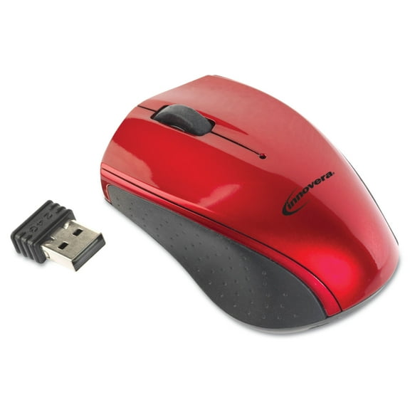 Innovera 62204 2.4GHz Wireless Optical Mouse with Micro USB Dongle - Red/Black