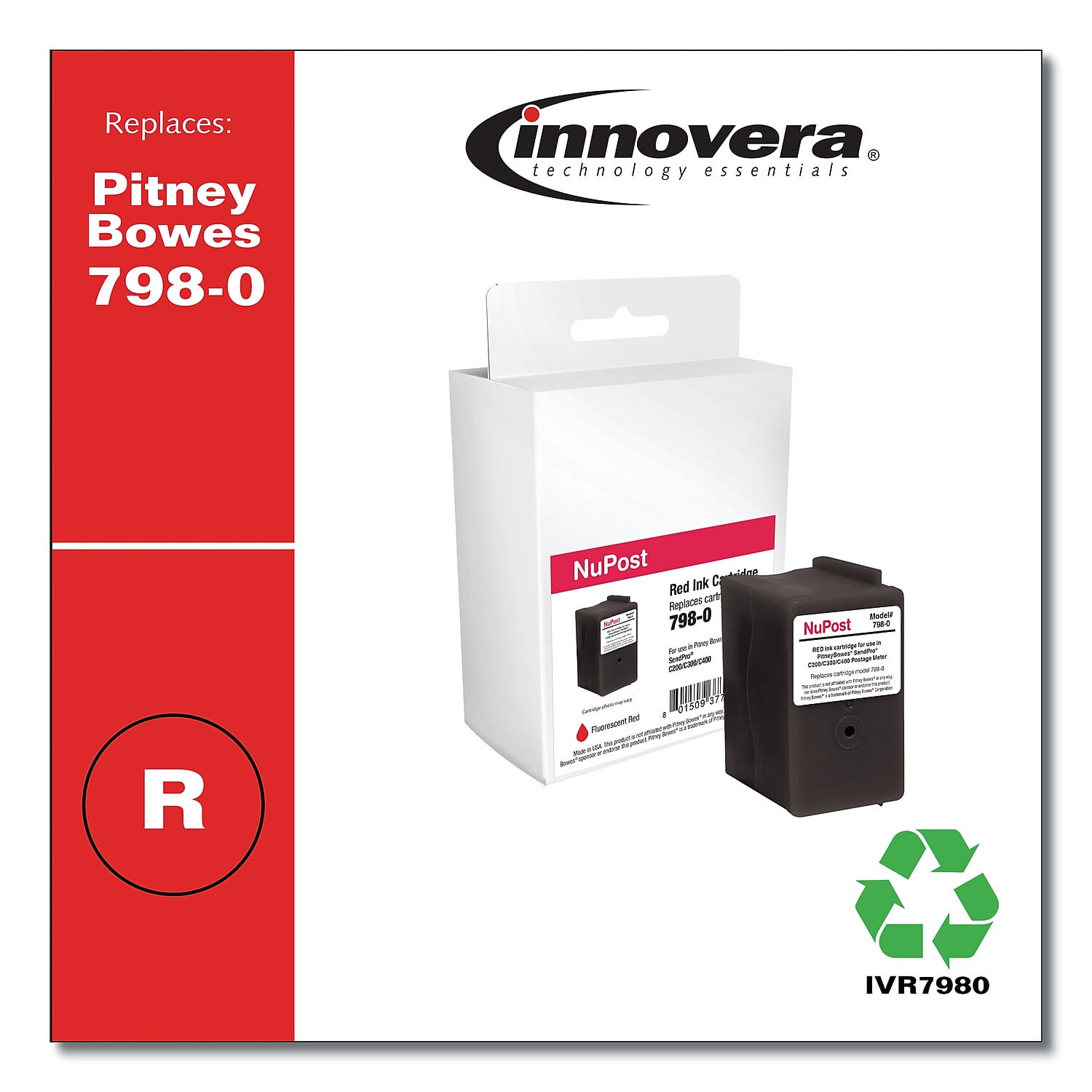 Compatible Red Postage Meter Ink, Replacement for 798-0 (SL-798-0), 1,500 Page-Yield Compatible Red Postage Meter Ink, Replacement for 798-0 (SL-798-0), 1,500 Page-Yield
