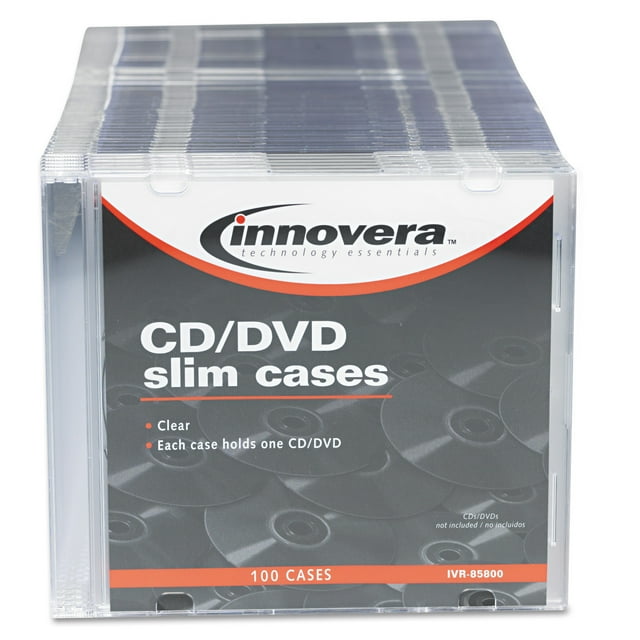 Innovera IVR85800 Slim CD/DVD Jewel Cases Clear/Black (100/Pack