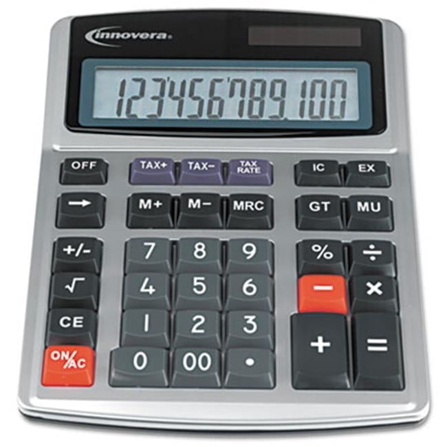 Innovera Large Digit Commercial Calculator, 12-Digit LCD, Dual Power, Silver
