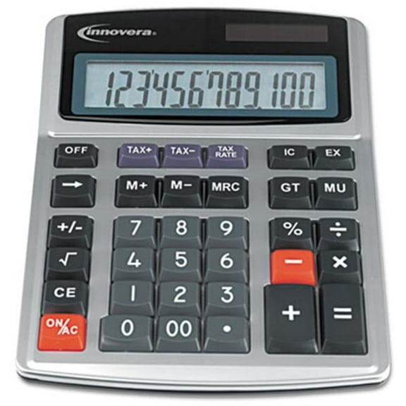 Innovera Large Digit Commercial Calculator, 12-Digit LCD, Dual Power, Silver