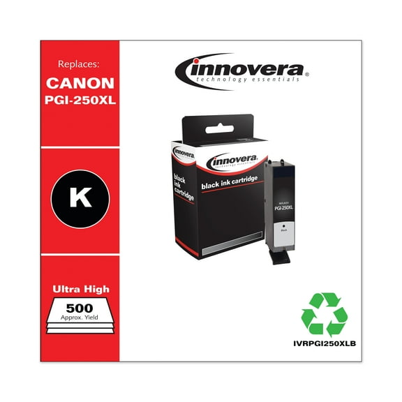 Innovera Remanufactured Black High-Yield Ink, Replacement For Canon PGI-250XL (6432B001), 500 Page Yield -IVRPGI250XLB