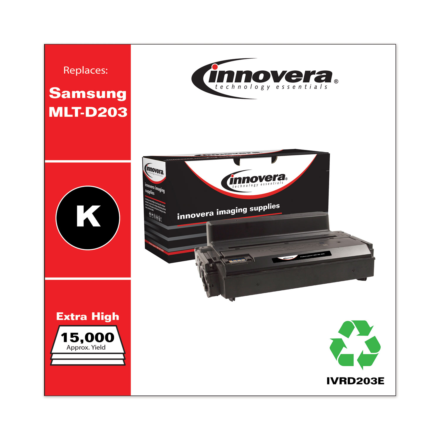 Innovera Remanufactured Black Extra High-yield Toner, Replacement For Mlt-d203e (su890a), 10,000 Page-yield - image 1 of 2