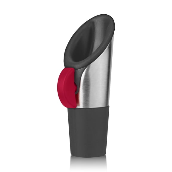 Innovine Wine Pourer and Stopper, Drip-Free Stainless Steel and Silicone Construction, Perfect for White and Red Wines, Home Bar Accessories, Kitchen Essentials, Set of 1, Raspberry